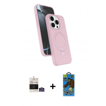 MARSİLYAN™- iPhone 14 Pro Max Kılıf İz Işık Koleksiyonu - Siyah 18D Cam Ekran Koruyucu + Bilvis Titan Kamera Lens - GS