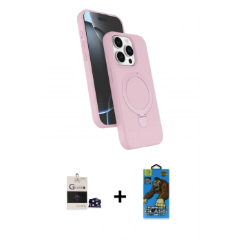 MARSİLYAN™- iPhone 14 Pro Max Kılıf İz Işık Koleksiyonu - Siyah 18D Cam Ekran Koruyucu + Bilvis Titan Kamera Lens - SH