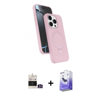 MARSİLYAN™- iPhone 14 Pro Max Kılıf İz Işık Koleksiyonu - Siyah Bilvis 5in1 5D Magic Hayalet Cam Ekran Koruyucu + Bilvis Titan Kamera Lens - GS