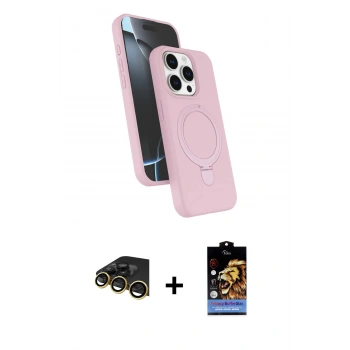 MARSİLYAN™- iPhone 14 Pro Max Kılıf İz Işık Koleksiyonu - Siyah Buffer Hayalet Cam Ekran Koruyucu + Raze Metal Kamera Lens - GD