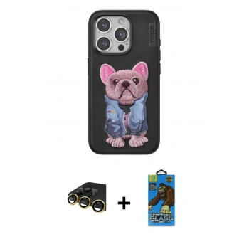 MARSİLYAN™- iPhone 14 Pro Max Kılıf İz Minimal Koleksiyonu - Siyah 18D Cam Ekran Koruyucu + Raze Metal Kamera Lens - GD