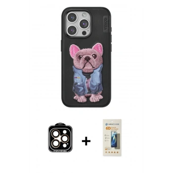 MARSİLYAN™- iPhone 14 Pro Max Kılıf İz Minimal Koleksiyonu - Siyah 6D Mat Seramik Hayalet Nano Ekran Koruyucu + PVD Metal Kamera Lens - TU