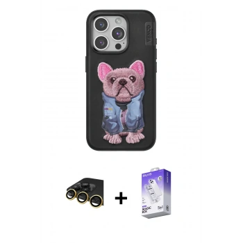 MARSİLYAN™- iPhone 14 Pro Max Kılıf İz Minimal Koleksiyonu - Siyah Bilvis 5in1 3D Magic Cam Ekran Koruyucu + Raze Metal Kamera Lens - GD