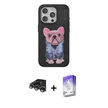 MARSİLYAN™- iPhone 14 Pro Max Kılıf İz Minimal Koleksiyonu - Siyah Bilvis 5in1 3D Magic Cam Ekran Koruyucu + Raze Metal Kamera Lens - GS