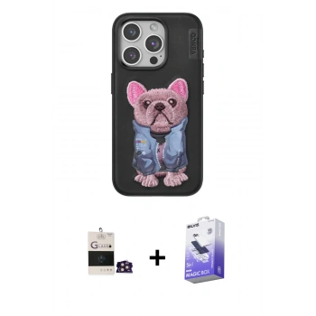 MARSİLYAN™- iPhone 14 Pro Max Kılıf İz Minimal Koleksiyonu - Siyah Bilvis 5in1 5D Magic Hayalet Cam Ekran Koruyucu + Bilvis Titan Kamera Lens - GD