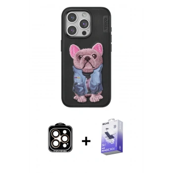 MARSİLYAN™- iPhone 14 Pro Max Kılıf İz Minimal Koleksiyonu - Siyah Bilvis 5in1 5D Magic Hayalet Cam Ekran Koruyucu + PVD Metal Kamera Lens - TU