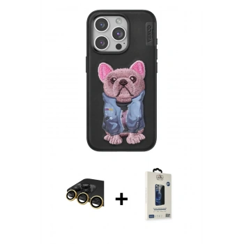 MARSİLYAN™- iPhone 14 Pro Max Kılıf İz Minimal Koleksiyonu - Siyah Bilvis Hayalet Cam Ekran Koruyucu + Raze Metal Kamera Lens - GD