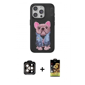 MARSİLYAN™- iPhone 14 Pro Max Kılıf İz Minimal Koleksiyonu - Siyah Buffer Cam Ekran Koruyucu + PVD Metal Kamera Lens - TU