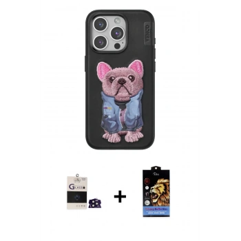 MARSİLYAN™- iPhone 14 Pro Max Kılıf İz Minimal Koleksiyonu - Siyah Buffer Hayalet Cam Ekran Koruyucu + Bilvis Titan Kamera Lens - DNMR