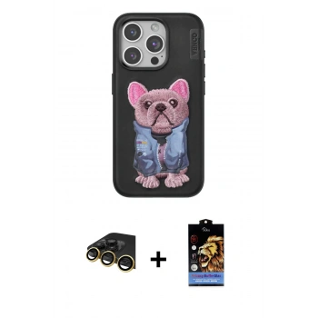MARSİLYAN™- iPhone 14 Pro Max Kılıf İz Minimal Koleksiyonu - Siyah Buffer Hayalet Cam Ekran Koruyucu + Raze Metal Kamera Lens - GD