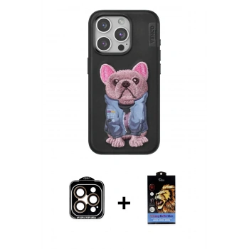 MARSİLYAN™- iPhone 14 Pro Max Kılıf İz Minimal Koleksiyonu - Siyah Buffer Hayalet Cam Ekran Koruyucu + PVD Metal Kamera Lens - TU