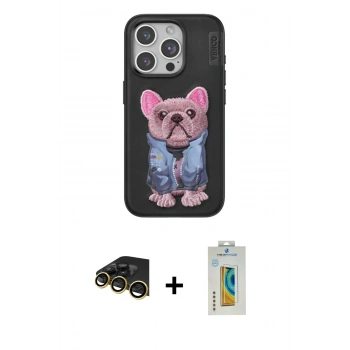 MARSİLYAN™- iPhone 14 Pro Max Kılıf İz Minimal Koleksiyonu - Siyah Polymer Nano Ekran Koruyucu + Raze Metal Kamera Lens - GD