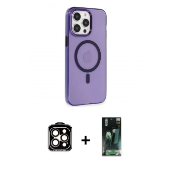 MARSİLYAN™- iPhone 14 Pro Max Kılıf Kıvılcım Asil Özel Seri - Şeffaf 360 Full Body Arka Koruyucu + PVD Metal Kamera Lens - TU