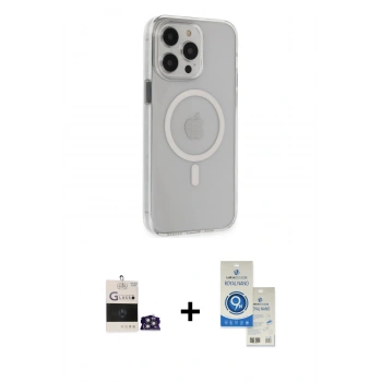 MARSİLYAN™- iPhone 14 Pro Max Kılıf Kıvılcım Asil Özel Seri - Şeffaf Royal Nano Ekran Koruyucu + Bilvis Titan Kamera Lens - GS
