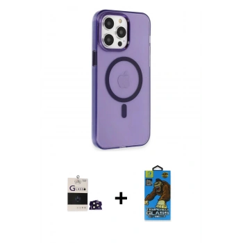 MARSİLYAN™- iPhone 14 Pro Max Kılıf Kıvılcım Asil Özel Seri - Siyah 18D Cam Ekran Koruyucu + Bilvis Titan Kamera Lens - DNMR