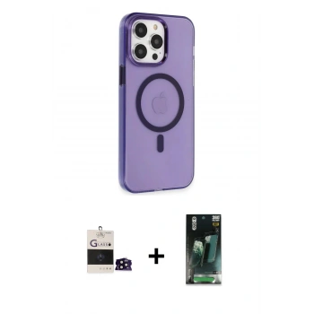 MARSİLYAN™- iPhone 14 Pro Max Kılıf Kıvılcım Asil Özel Seri - Siyah 360 Mat Full Body Arka Koruyucu + Bilvis Titan Kamera Lens - SH