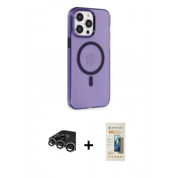 MARSİLYAN™- iPhone 14 Pro Max Kılıf Kıvılcım Asil Özel Seri - Siyah 6D Mat Seramik Hayalet Nano Ekran Koruyucu + Raze Metal Kamera Lens - GS