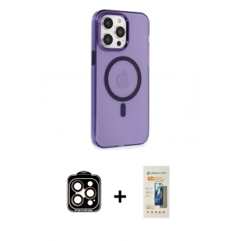 MARSİLYAN™- iPhone 14 Pro Max Kılıf Kıvılcım Asil Özel Seri - Siyah 6D Mat Seramik Hayalet Nano Ekran Koruyucu + PVD Metal Kamera Lens - TU