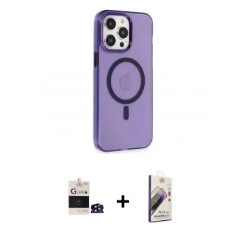 MARSİLYAN™- iPhone 14 Pro Max Kılıf Kıvılcım Asil Özel Seri - Siyah Bilvis 3D Mat Cam Ekran Koruyucu + Bilvis Titan Kamera Lens - DNMR