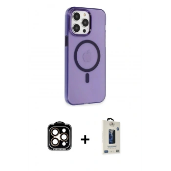 MARSİLYAN™- iPhone 14 Pro Max Kılıf Kıvılcım Asil Özel Seri - Siyah Bilvis Hayalet Cam Ekran Koruyucu + PVD Metal Kamera Lens - TU