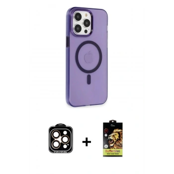 MARSİLYAN™- iPhone 14 Pro Max Kılıf Kıvılcım Asil Özel Seri - Siyah Buffer Cam Ekran Koruyucu + PVD Metal Kamera Lens - TU