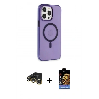 MARSİLYAN™- iPhone 14 Pro Max Kılıf Kıvılcım Asil Özel Seri - Siyah Buffer Hayalet Cam Ekran Koruyucu + Raze Metal Kamera Lens - GD