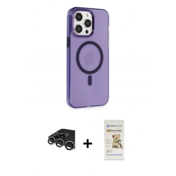 MARSİLYAN™- iPhone 14 Pro Max Kılıf Kıvılcım Asil Özel Seri - Siyah Mat Seramik Nano Ekran Koruyucu + Raze Metal Kamera Lens - GS