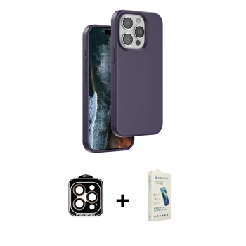 MARSİLYAN™- iPhone 14 Pro Max Kılıf Kıvılcım Çizgi Serisi - Şeffaf Pasifik Cam Ekran Koruyucu + PVD Metal Kamera Lens - TU