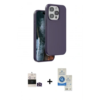 MARSİLYAN™- iPhone 14 Pro Max Kılıf Kıvılcım Çizgi Serisi - Şeffaf Royal Nano Ekran Koruyucu + Bilvis Titan Kamera Lens - GD