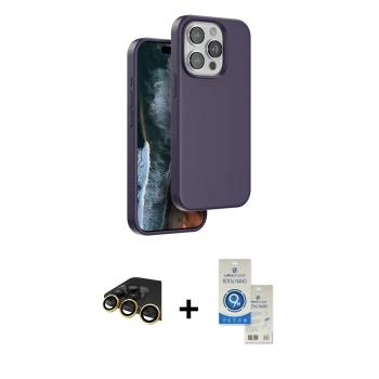 MARSİLYAN™- iPhone 14 Pro Max Kılıf Kıvılcım Çizgi Serisi - Şeffaf Royal Nano Ekran Koruyucu + Raze Metal Kamera Lens - GD