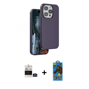 MARSİLYAN™- iPhone 14 Pro Max Kılıf Kıvılcım Çizgi Serisi - Siyah 18D Cam Ekran Koruyucu + Bilvis Titan Kamera Lens - DNMR