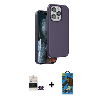 MARSİLYAN™- iPhone 14 Pro Max Kılıf Kıvılcım Çizgi Serisi - Siyah 18D Cam Ekran Koruyucu + Bilvis Titan Kamera Lens - GD