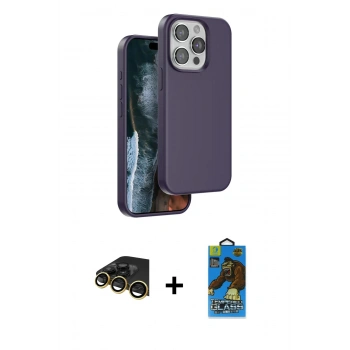 MARSİLYAN™- iPhone 14 Pro Max Kılıf Kıvılcım Çizgi Serisi - Siyah 18D Cam Ekran Koruyucu + Raze Metal Kamera Lens - GD