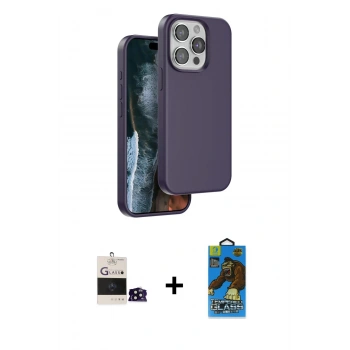 MARSİLYAN™- iPhone 14 Pro Max Kılıf Kıvılcım Çizgi Serisi - Siyah 18D Cam Ekran Koruyucu + Bilvis Titan Kamera Lens - SH