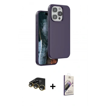 MARSİLYAN™- iPhone 14 Pro Max Kılıf Kıvılcım Çizgi Serisi - Siyah Bilvis 3D Mat Cam Ekran Koruyucu + Raze Metal Kamera Lens - GD