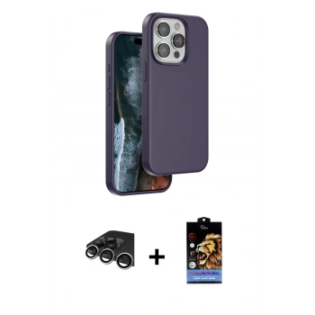 MARSİLYAN™- iPhone 14 Pro Max Kılıf Kıvılcım Çizgi Serisi - Siyah Buffer Hayalet Cam Ekran Koruyucu + Raze Metal Kamera Lens - GS