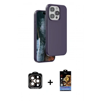 MARSİLYAN™- iPhone 14 Pro Max Kılıf Kıvılcım Çizgi Serisi - Siyah Buffer Hayalet Cam Ekran Koruyucu + PVD Metal Kamera Lens - TU