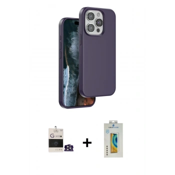 MARSİLYAN™- iPhone 14 Pro Max Kılıf Kıvılcım Çizgi Serisi - Siyah Polymer Nano Ekran Koruyucu + Bilvis Titan Kamera Lens - GS