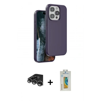 MARSİLYAN™- iPhone 14 Pro Max Kılıf Kıvılcım Çizgi Serisi - Siyah Polymer Nano Ekran Koruyucu + Raze Metal Kamera Lens - GS