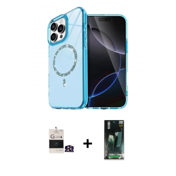 MARSİLYAN™- iPhone 14 Pro Max Kılıf Kıvılcım Form Prime - Şeffaf 360 Full Body Arka Koruyucu + Bilvis Titan Kamera Lens - GD