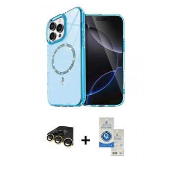 MARSİLYAN™- iPhone 14 Pro Max Kılıf Kıvılcım Form Prime - Şeffaf Royal Nano Ekran Koruyucu + Raze Metal Kamera Lens - GD