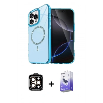 MARSİLYAN™- iPhone 14 Pro Max Kılıf Kıvılcım Form Prime - Siyah Bilvis 5in1 5D Magic Hayalet Cam Ekran Koruyucu + PVD Metal Kamera Lens - TU