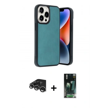 MARSİLYAN™- iPhone 14 Pro Max Kılıf Kıvılcım Işık Serisi - Siyah 360 Mat Full Body Arka Koruyucu + Raze Metal Kamera Lens - GS