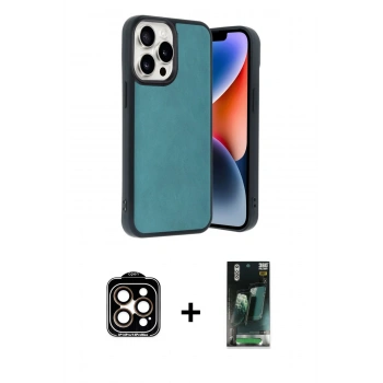 MARSİLYAN™- iPhone 14 Pro Max Kılıf Kıvılcım Işık Serisi - Siyah 360 Mat Full Body Arka Koruyucu + PVD Metal Kamera Lens - TU