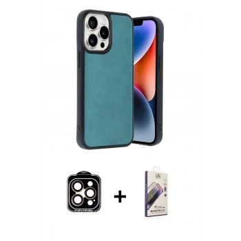 MARSİLYAN™- iPhone 14 Pro Max Kılıf Kıvılcım Işık Serisi - Siyah Bilvis 3D Mat Cam Ekran Koruyucu + PVD Metal Kamera Lens - TU