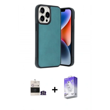 MARSİLYAN™- iPhone 14 Pro Max Kılıf Kıvılcım Işık Serisi - Siyah Bilvis 5in1 3D Magic Cam Ekran Koruyucu + Bilvis Titan Kamera Lens - GS