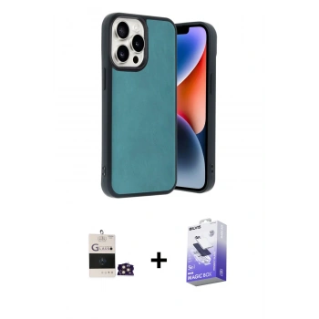 MARSİLYAN™- iPhone 14 Pro Max Kılıf Kıvılcım Işık Serisi - Siyah Bilvis 5in1 5D Magic Hayalet Cam Ekran Koruyucu + Bilvis Titan Kamera Lens - GD