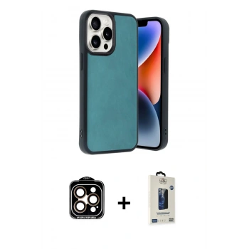 MARSİLYAN™- iPhone 14 Pro Max Kılıf Kıvılcım Işık Serisi - Siyah Bilvis Hayalet Cam Ekran Koruyucu + PVD Metal Kamera Lens - TU