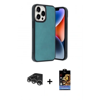 MARSİLYAN™- iPhone 14 Pro Max Kılıf Kıvılcım Işık Serisi - Siyah Buffer Hayalet Cam Ekran Koruyucu + Raze Metal Kamera Lens - GS