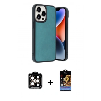MARSİLYAN™- iPhone 14 Pro Max Kılıf Kıvılcım Işık Serisi - Siyah Buffer Hayalet Cam Ekran Koruyucu + PVD Metal Kamera Lens - TU